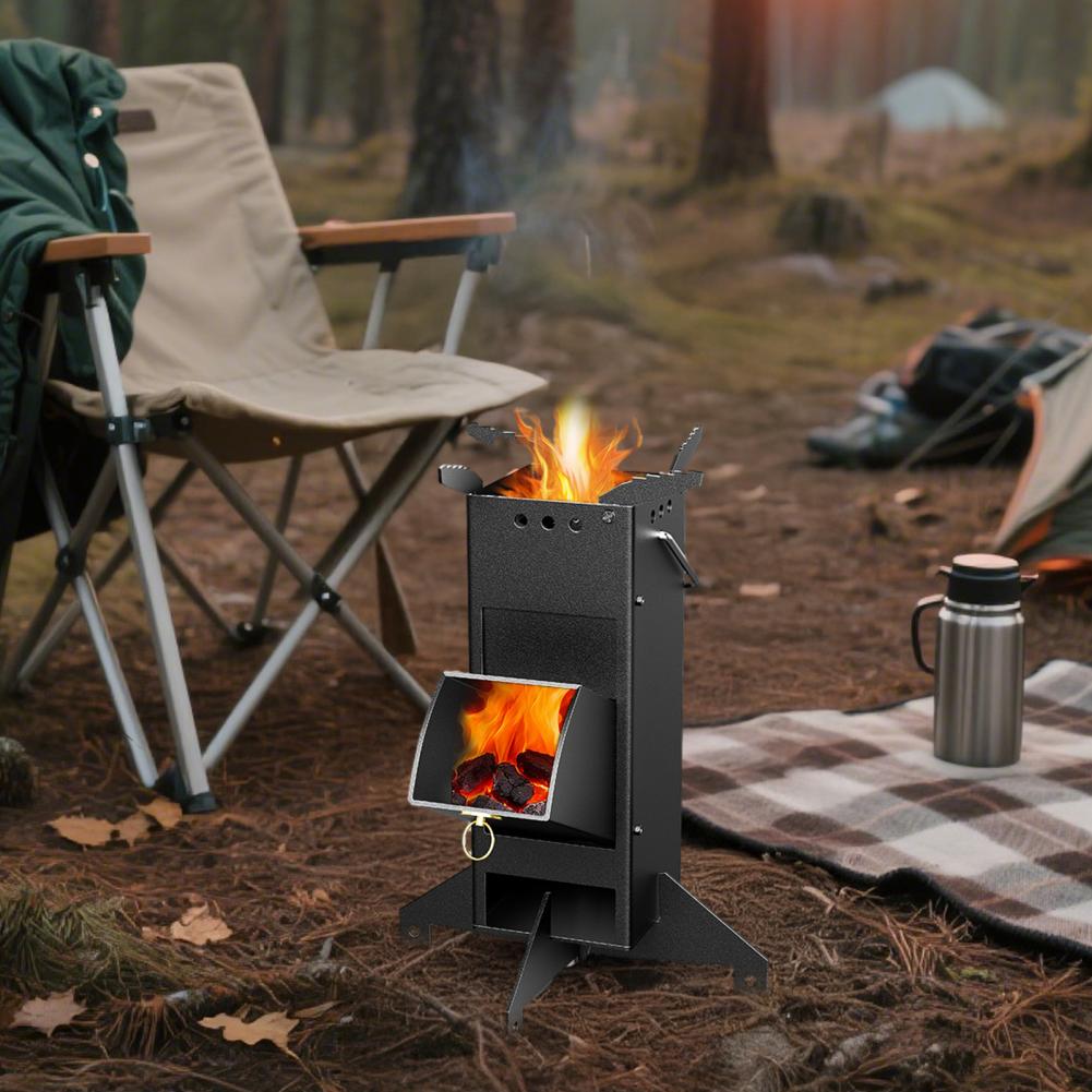 Portable Wood Burning Stove Ou - Camping Cooking Windshield ulasan dan harga