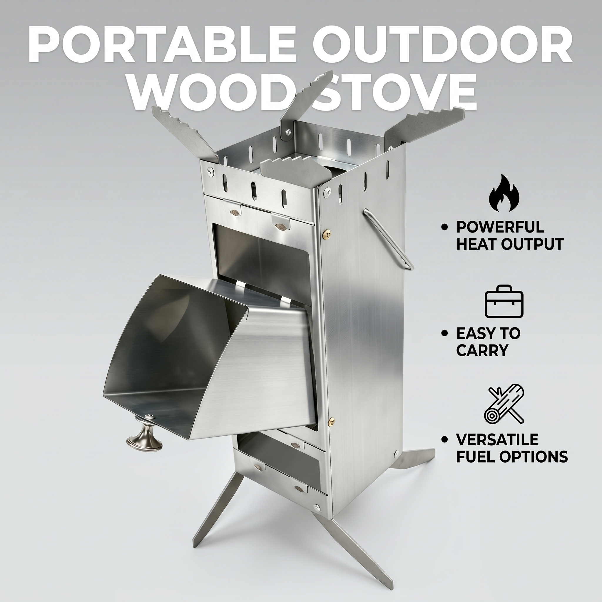 Portable Foldable Rocket Stove - Camping Cooking Heater ulasan dan harga