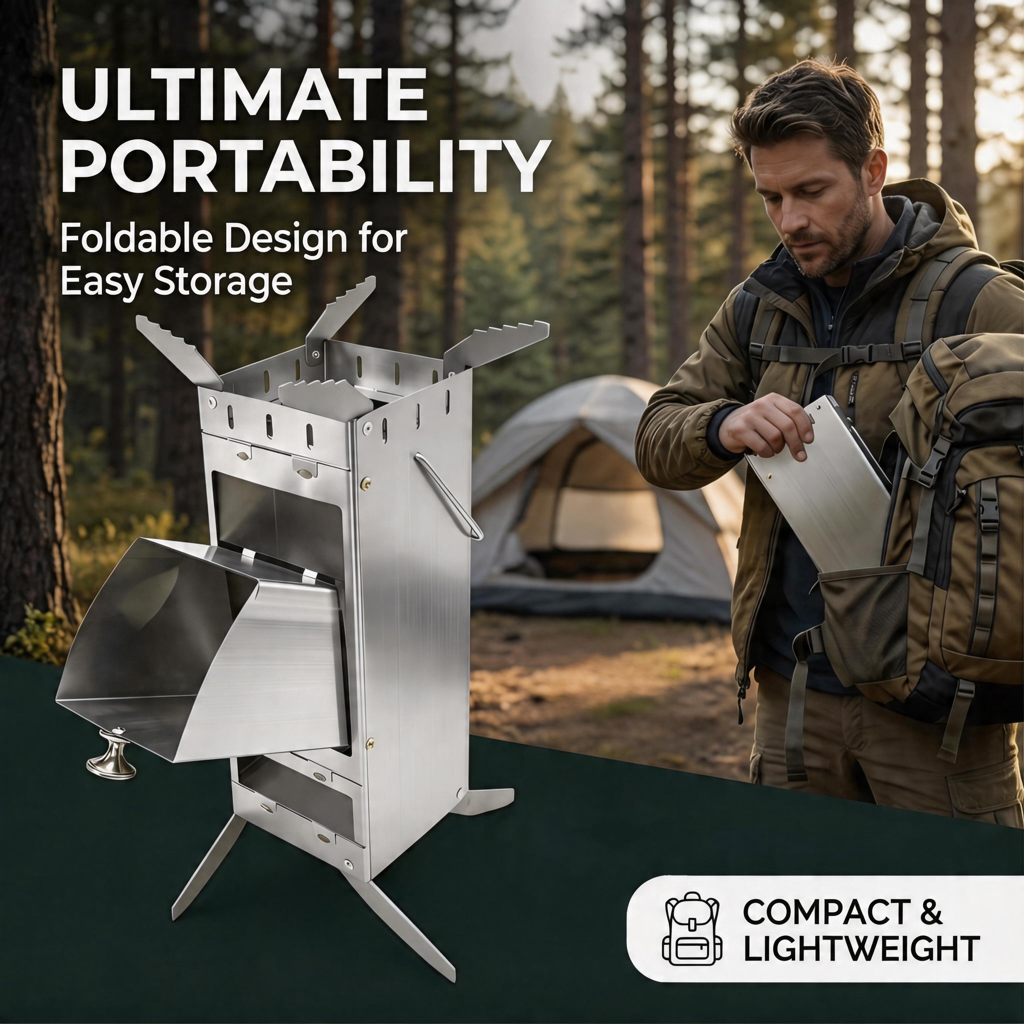 Portable Foldable Rocket Stove - Camping Cooking Heater ulasan dan harga