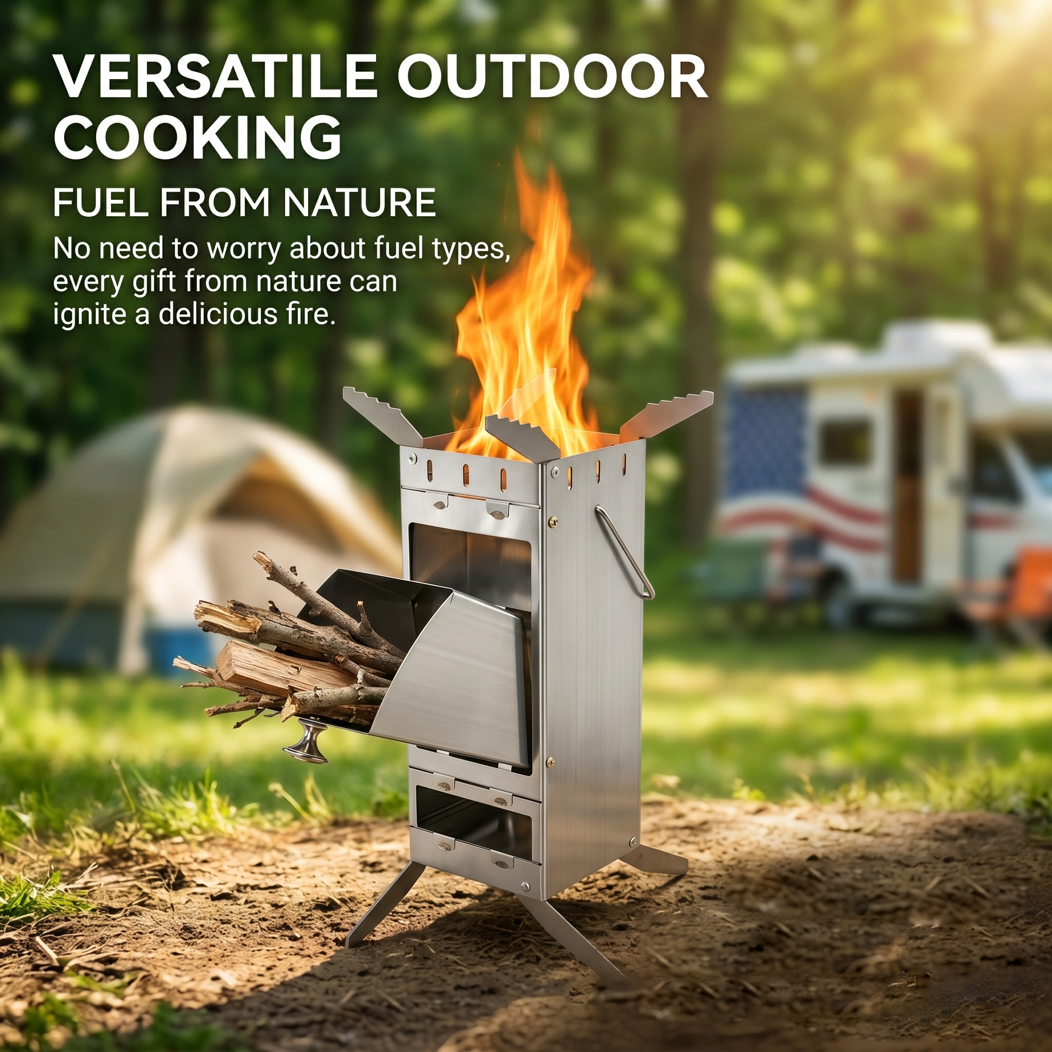 Portable Foldable Rocket Stove - Camping Cooking Heater ulasan dan harga
