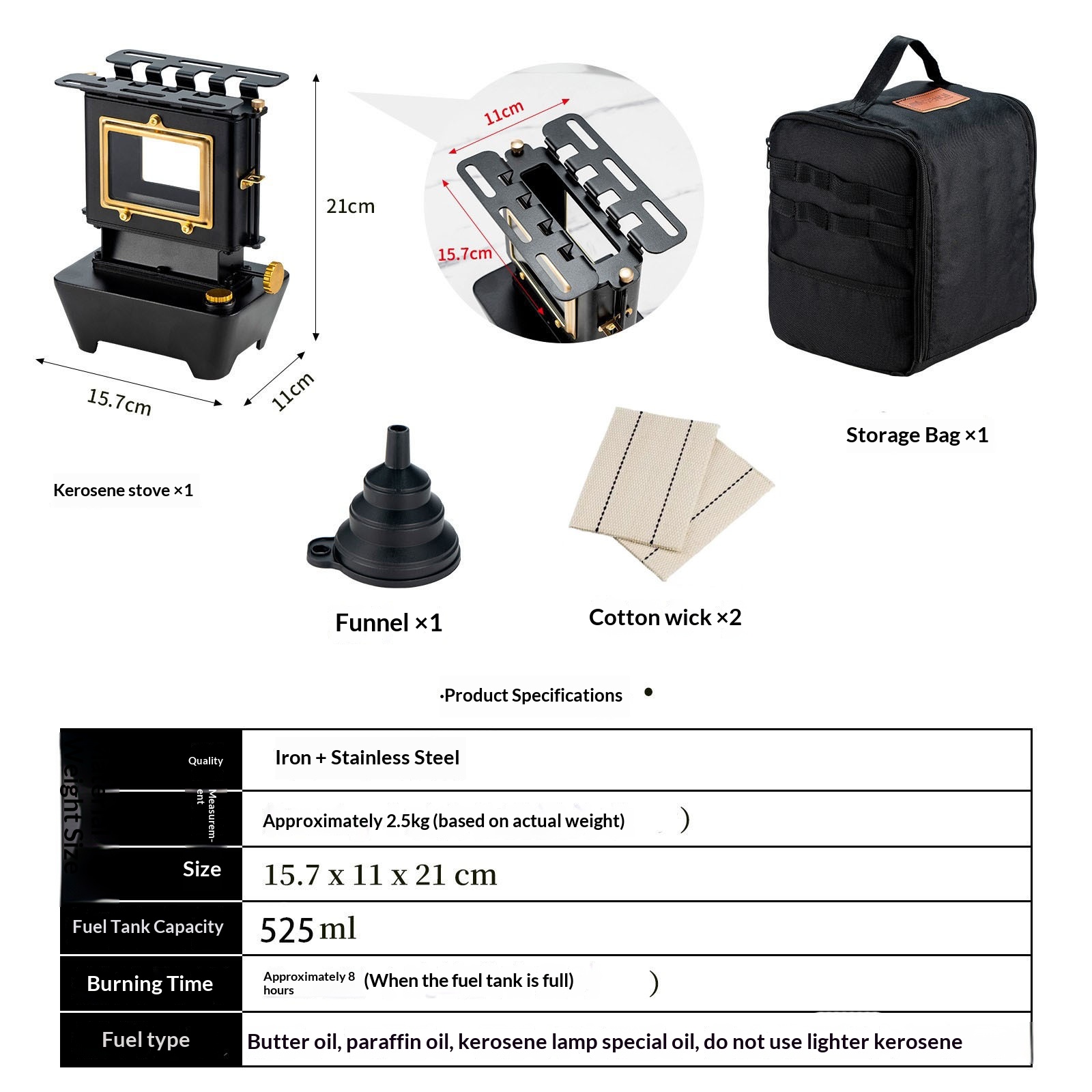 Vntage Portable 525ml Oil Tank - Camping Cooking Heater ulasan dan harga
