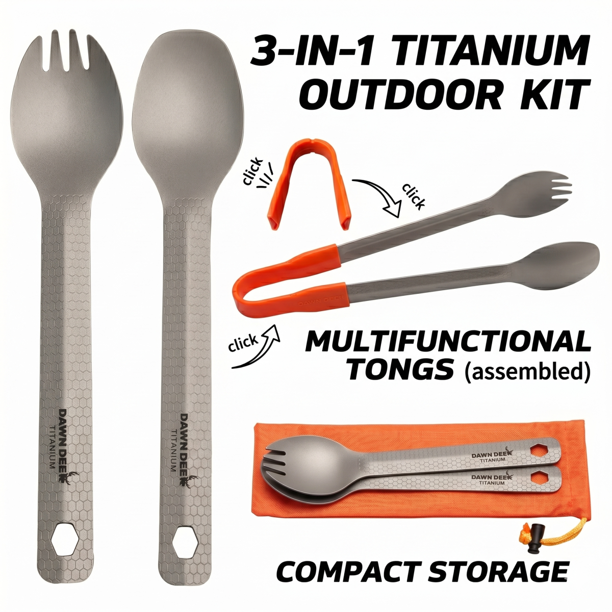 DAWN DEER 3-in-1 Titanium Spor - Camping Cooking And Dining Set ulasan dan harga