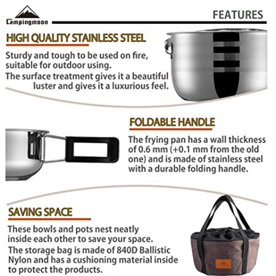 CAMPINGMOON Camping Cookware S - Camping Cooking Mess Kit ulasan dan harga