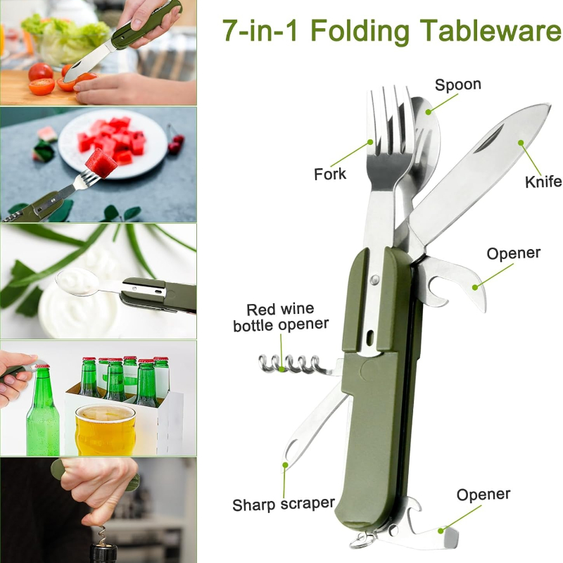 7 in 1 Multifunctional Outdoor - Camping Cooking Cutlery Set ulasan dan harga