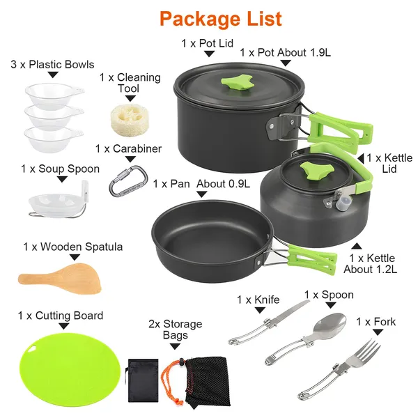 16pcs Camping Cooking Ware Set - Camping Cooking Ware Set ulasan dan harga