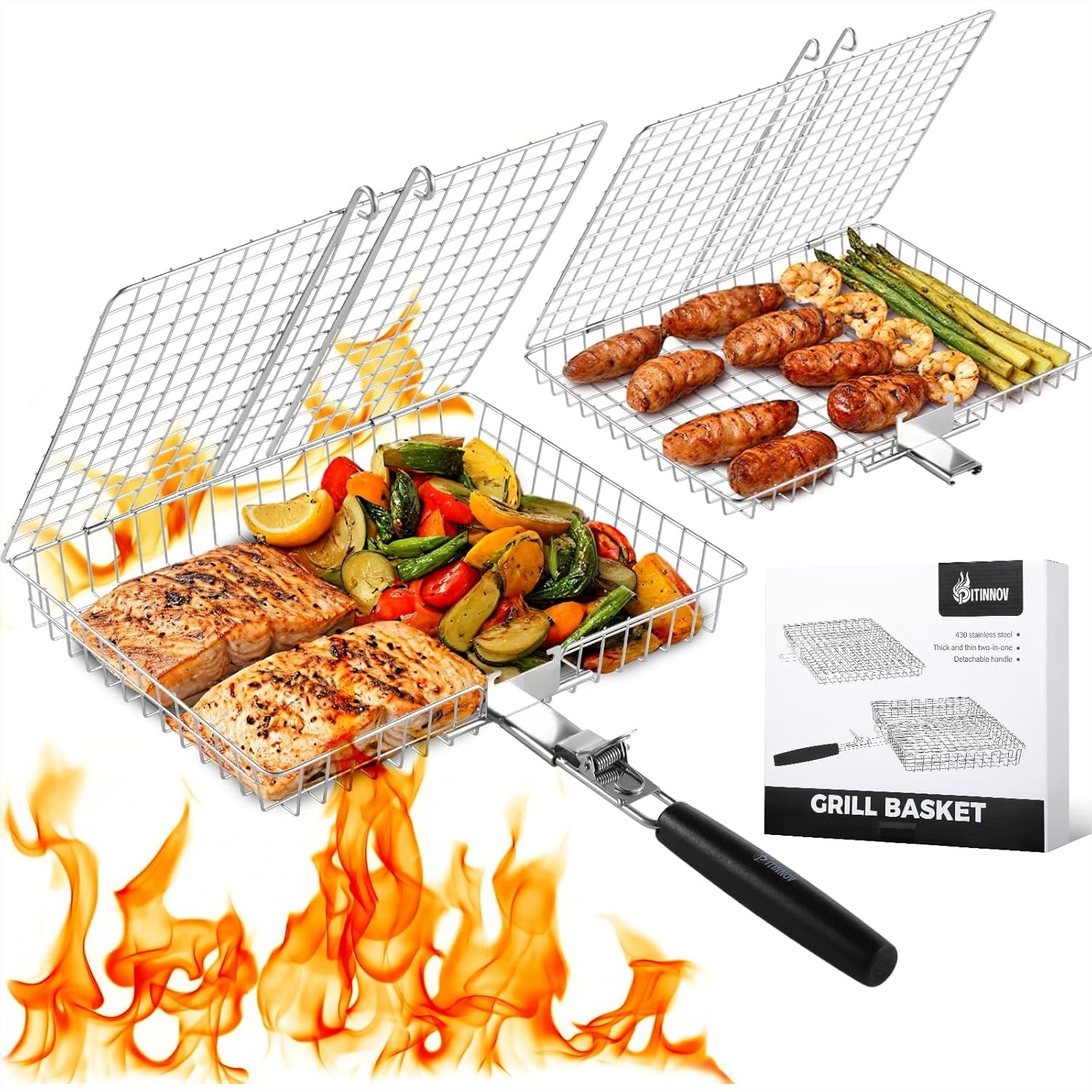 Nesting Grill Baskets 2pcs Gri - Camping Cooking Vegetables ulasan dan harga