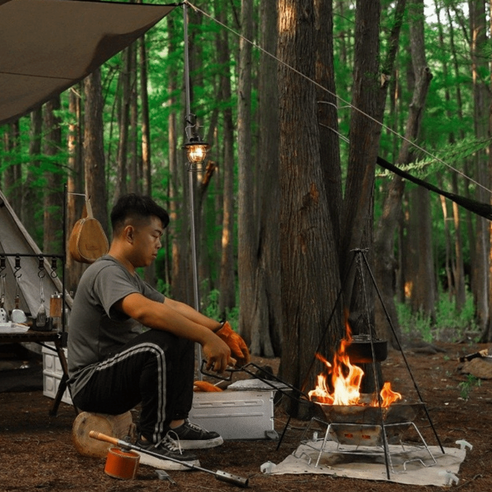 Aluminum Alloy Camping Tripod  - Camping Hanging Cooking Pot ulasan dan harga
